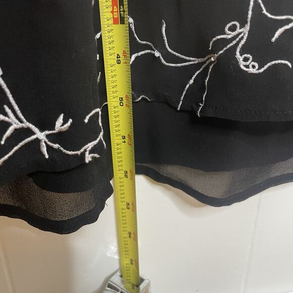 Vintage Bloomingdale’s Silk Beaded Black Evening Dress 14 Gothic Witchy Vamp - Picture 12 of 13